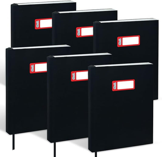 Chell Black Fabric Jumbo Book Covers 9"x11", Book Sox Up to 10"x12.5", Textbook Covers, Stretchable and Reusable Book Protector, Pack of 6