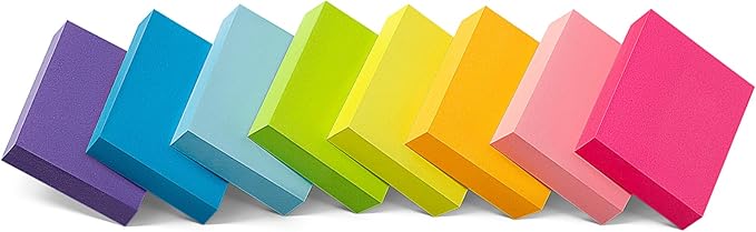 HappyHapi Sticky Notes 1.5x2 Inches Self-Stick Pads, Colorful Sticky Notes 100 Sheets/Pad, 8 Bright Colors Sticky Notes for Office Supplies, School, Home
