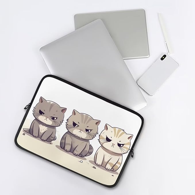 Cute Cat Laptop Protective Sleeve for Girls Boys 17 Inch Laptop Covers with Large Capacity Lap Top Case Lightweight Computer Sleeve Bag Suitable Gifts for Holidays Tablet Bag Grey