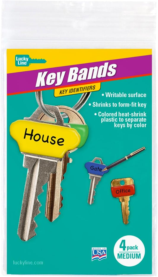 Lucky Line Colorful Key Bands - Key Identifiers Medium, 4 Pack (17104)
