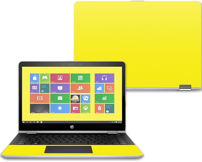 MightySkins Skin Compatible with HP Pavilion x360 15" (2017) - Solid Yellow | Protective, Durable, and Unique Vinyl Decal wrap Cover | Easy to Apply, Remove, and Change Styles | Made in The USA