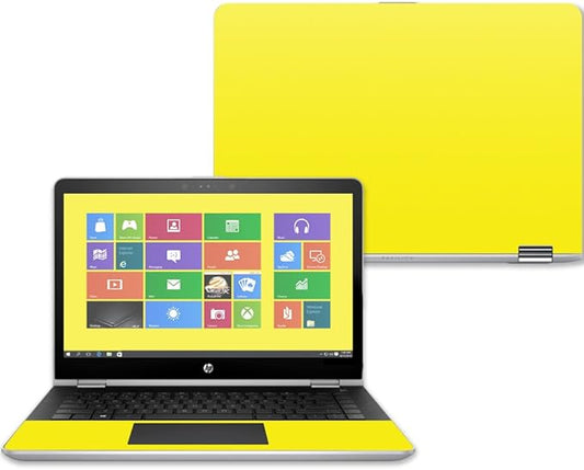 MightySkins Skin Compatible with HP Pavilion x360 15" (2017) - Solid Yellow | Protective, Durable, and Unique Vinyl Decal wrap Cover | Easy to Apply, Remove, and Change Styles | Made in The USA