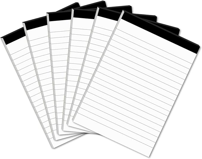 6 Pcs Perforated Note Pads College Ruled - 4" x 6" Inch Writing Notepad for Daily Planning - Perforated Small Notepads with 31 Sheets per Pad - Ruled Papers