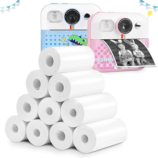 Thermal Paper, 10 Rolls Refill Print Paper for Kids Instant Print Camera, HD Photo Printing Paper Rolls for Most Kids Instant Camera, White