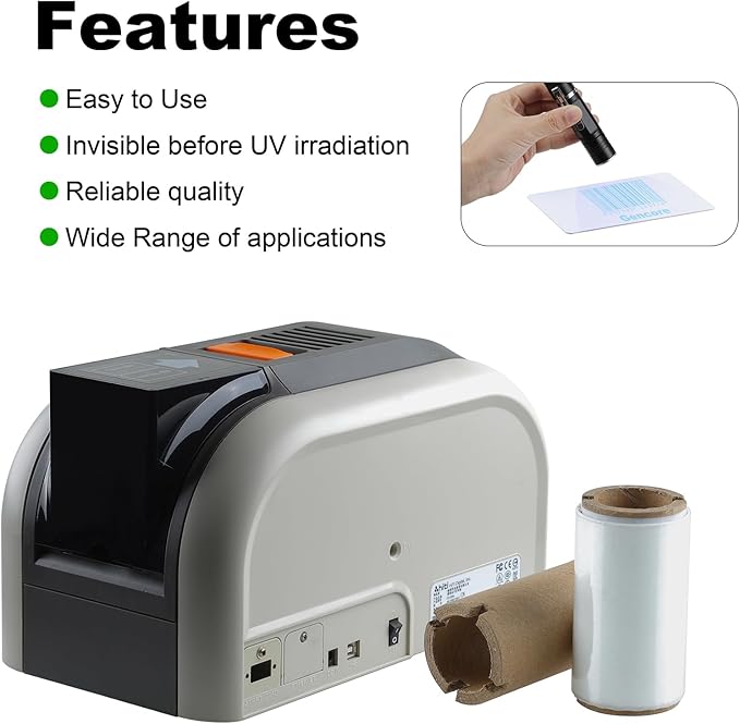 2.36’’ x 295’ UV Color Ribbon 1 Roll, Gencore Fluorescent Anti Theft Invisible Marking Ribbon 1000 Prints, 1'' Core, Compatible for HITI-CS200 HITI-CS200E, Invisible Under UV Light to Blue