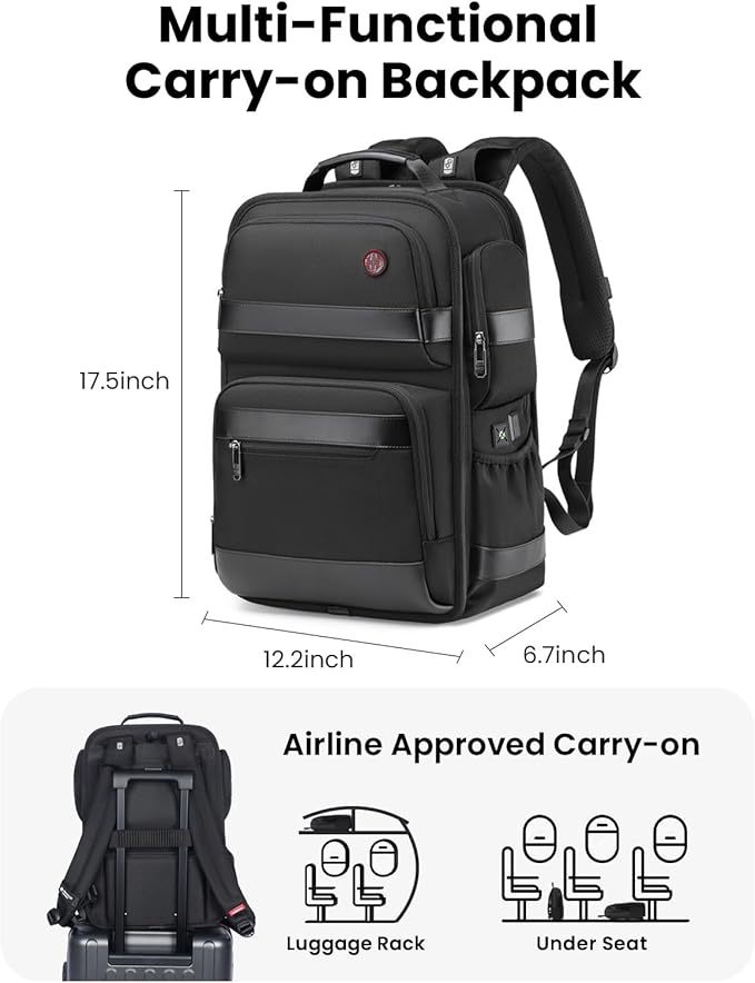 CROSSGEAR 16 Inch Business Laptop Backpack for Men, Carry on Backpack for Airplanes, Water Resistant Travel Backpack Laptop Bag Computer Backpack Casual Daypacks with USB Port for Travel
