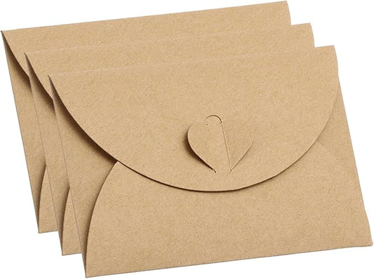 PATIKIL Gift Card Envelopes, 12 Pack Heart Shaped Clasp Small Gift Cards Holder Mini Envelope for Birthdays Weddings, Coffee