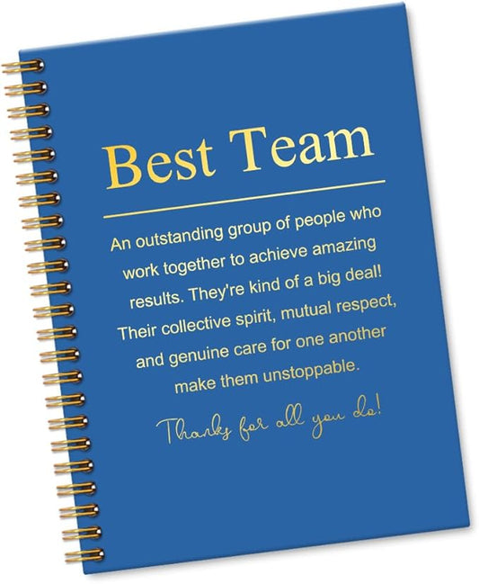 Best Team 160 Blank Pages Blue Spiral Notebook, Employee Thank You Gifts, Team Appreciation Gifts, Team Notebooks for Employees, Team Member Gifts for Coworkers, Teamwork Gifts for Staff I