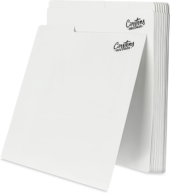 Heavy Duty Vinyl Record Dividers | 12" LP Record Dividers with Tabs | Pack of 32 Vinyl Record Separators| White | Made in The USA | Vinyl Record Organizer Tabs | Personalizable