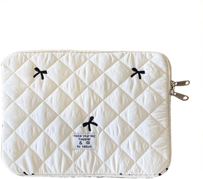9-11 Inch Tablet Sleeve Case for iPad Pro 11 Air 4 10.2 Tab Protective Bag Cute Bowknot Quilted Puffy Laptop Pouch Carrying Case