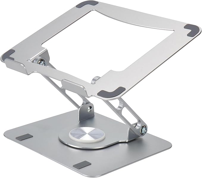 Swivel Laptop Stand for Desk, Adjustable Laptop Stand for Desk w/ 360° Rotation, Raise Tilt Cools Laptop with This Ergonomic Laptop Stand Riser, Collapsible iPad Computer Laptop Stand (Grey)
