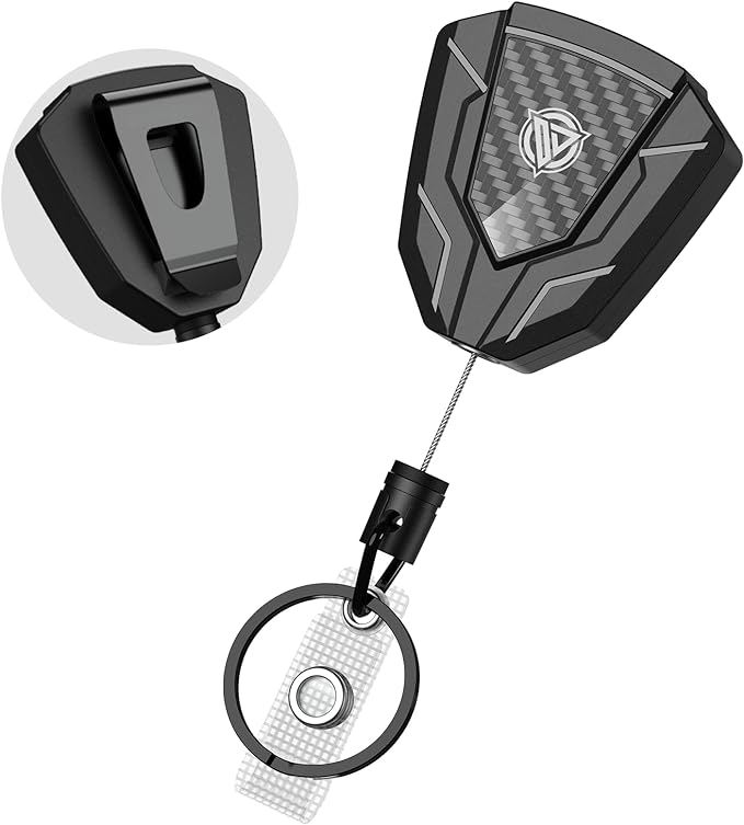 Oaridey Heavy Duty Retractable Keychain with Belt Clip, Retractable Badge Holders, Badge Reels Retractable with Key Ring and 31.8" Steel Cord, 9oz Rebound - 1 Pack