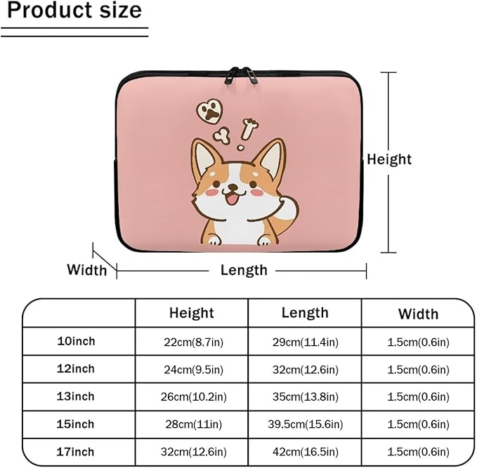Cute Corgi Laptop Sleeve for Women Girls 15 inch Laptop Protector with Multiple Uses Computer Carrying Case PinkTablet Bag Lap Top Case Men Laptop Protector