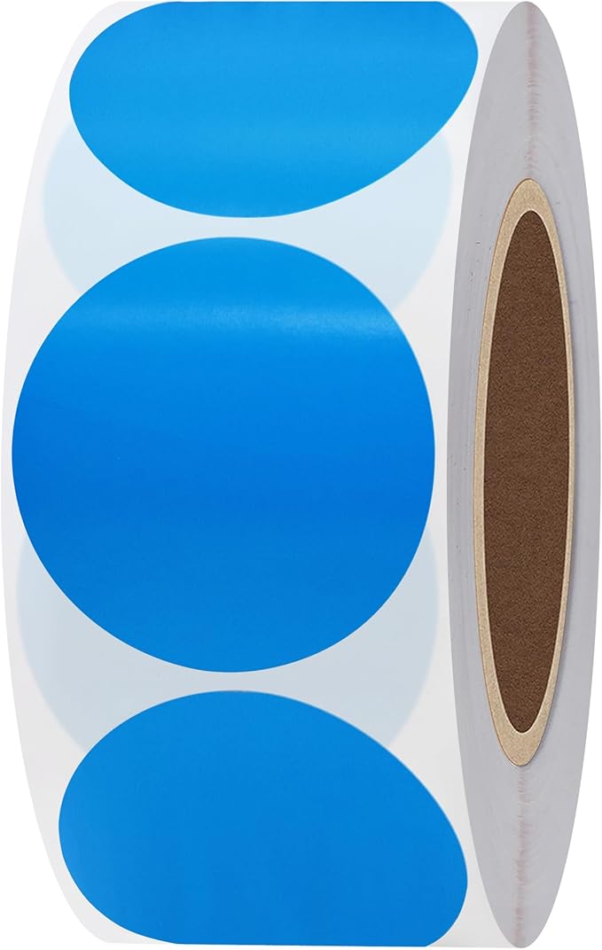 Hybsk 1.5 inch Circle Color Direct Thermal Stickers Shipping Labels for Barcodes,Name Tag,DIY Logo Design,Inventory– Compatible with Zebra,Rollo,Munbyn,and More-1000 pcs (1.5 inch,Blue)