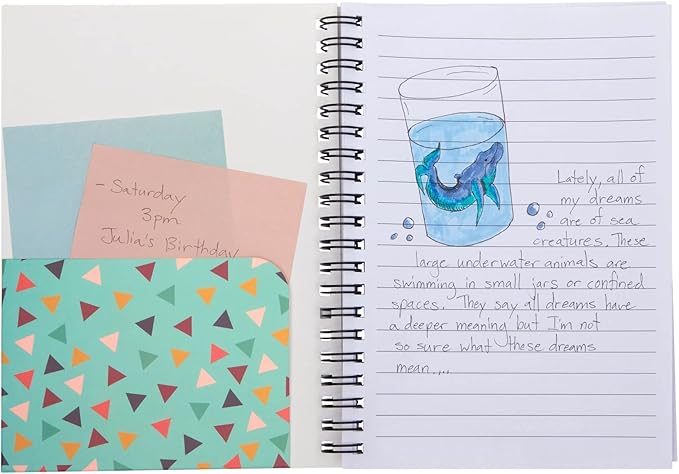 Paper Junkie 6 Pack 5x7 Spiral Notebooks with Pocket - Small Lined Journals with Elastic Closure for School, Work (6 Designs)