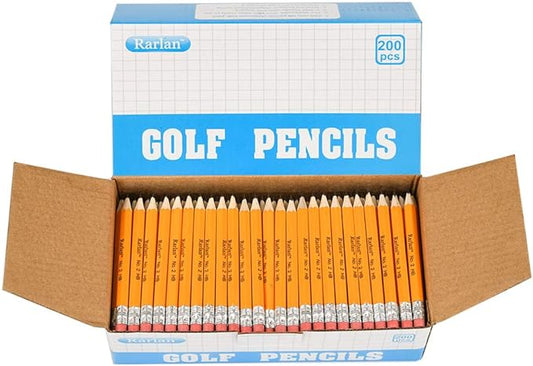 Golf Pencils with Erasers, 2 HB, Pre-Sharpened, 200 Count Bulk Pack