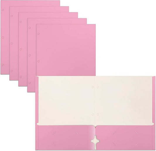 Better Office Products Two Pocket Portfolio Folders, 50-Pack, Pink, Letter Size Paper Folders, 50 Pieces, Pink