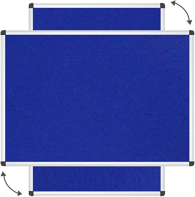 VIZ-PRO Notice Board Felt Blue, 36 X 24 Inches, Silver Aluminium Frame
