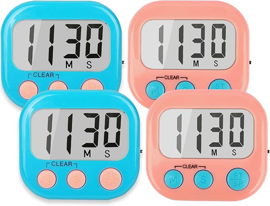 Classroom Timers for Teachers Kids Large Magnetic Digital Timer 4 Pack Blue Pink