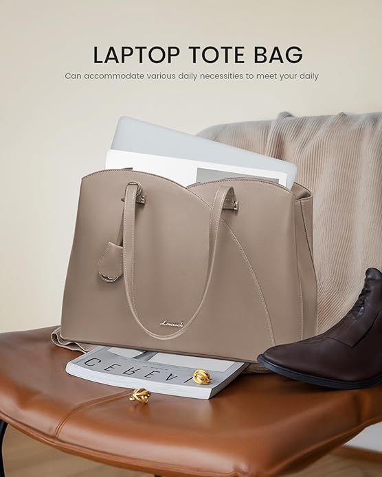 LOVEVOOK Laptop Tote Bag for Women, Work Bags Teacher Tote Bag, Leather Computer Bag Purses Handbag Professional Briefcase