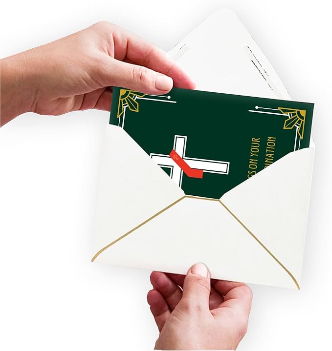 M Market On Mainstreet Christian Ordination Card w/Envelope, 5x7 inches, Made in the USA (Deacon- Forest Green)