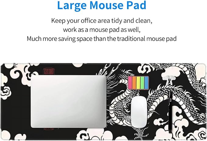 Gaming Mouse Pad Desk Pad,Extended Big Mouse Pad,31.5x11.8 Inch Long Computer Keyboard Mouse Mat Mousepad with 3mm Non-Slip Base and Stitched Edge for Gaming and Office… (Loong)