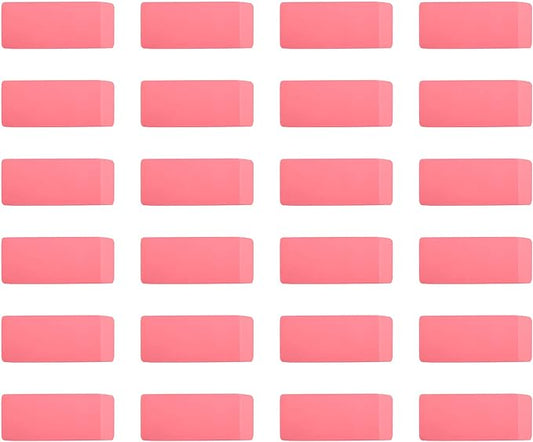 Amazon Basics Rectangular Eraser, 24 Count, Pink