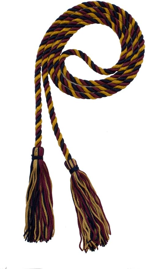 Tassel Depot Graduation Honor Cord - Navy/Maroon/Oriental Gold - Every School Color Available - Made in USA