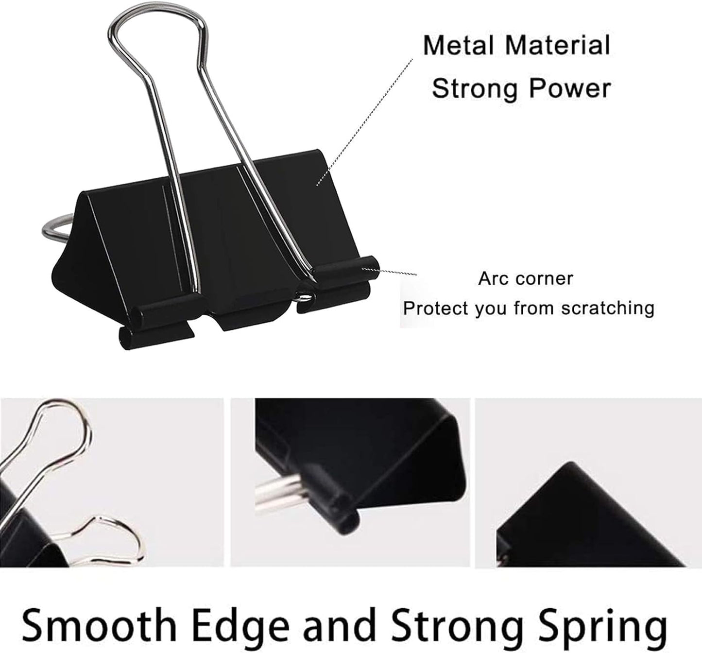 Extra Large Binder Clips 2 Inch (48 Pack), Big Paper Clamps for Office and Home Supplies, Black