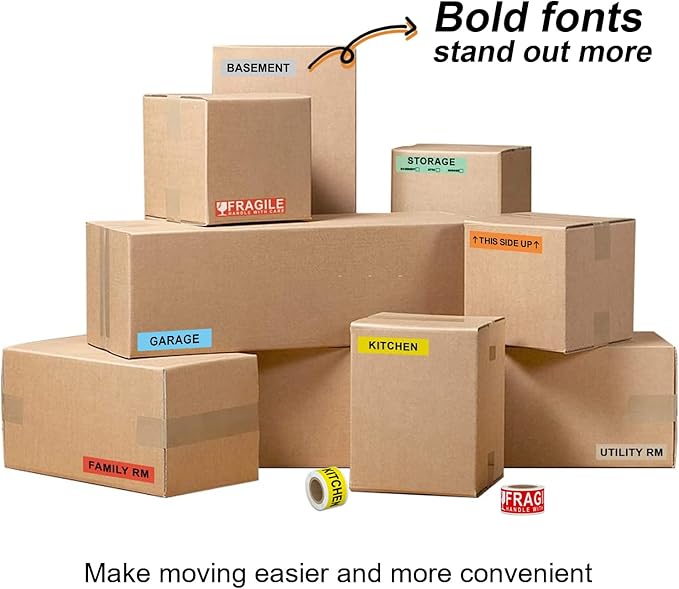 1440 Count Home Moving Labels,24 Rolls Different Color Coding Moving Labels for Boxes Stickers + Fragile Moving Stickers + 2 Blank Label roll is for Customized use-Moving-Labels