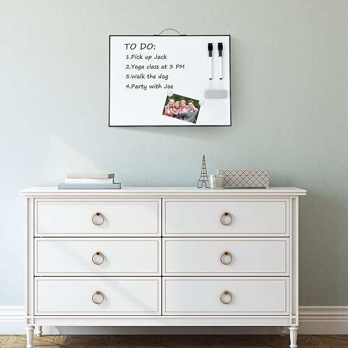 TSJ OFFICE Small White Board - 12 X 16 Inches Portable Aluminum Frame Magnetic Dry Erase Board with Holder, to Do List Notepad for Office, Home, School