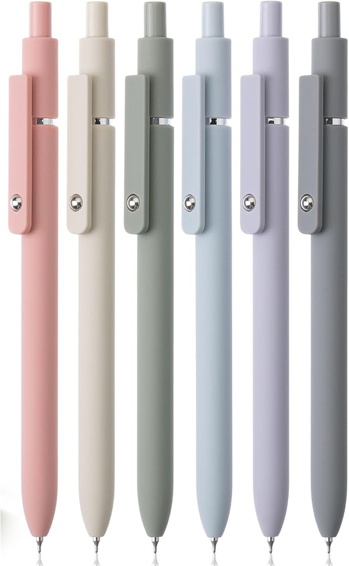 Mr. Pen - Retractable Fine Point Gel Pens, 6 Pack, Morandi Barrels, Fast Dry Ink, Cute Aesthetic Pens for Journaling