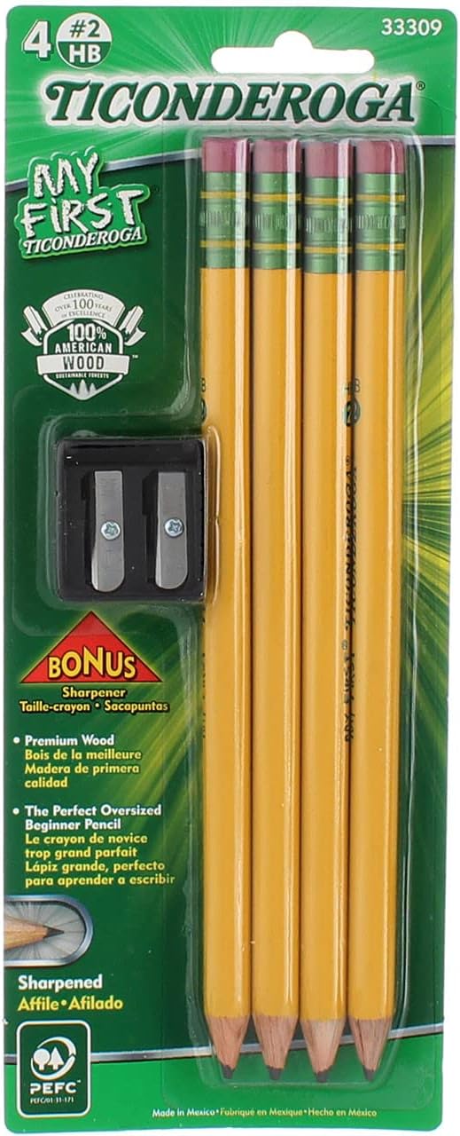 My First Ticonderoga Primary Pencil and Bonus Sharpener- 2 Pk