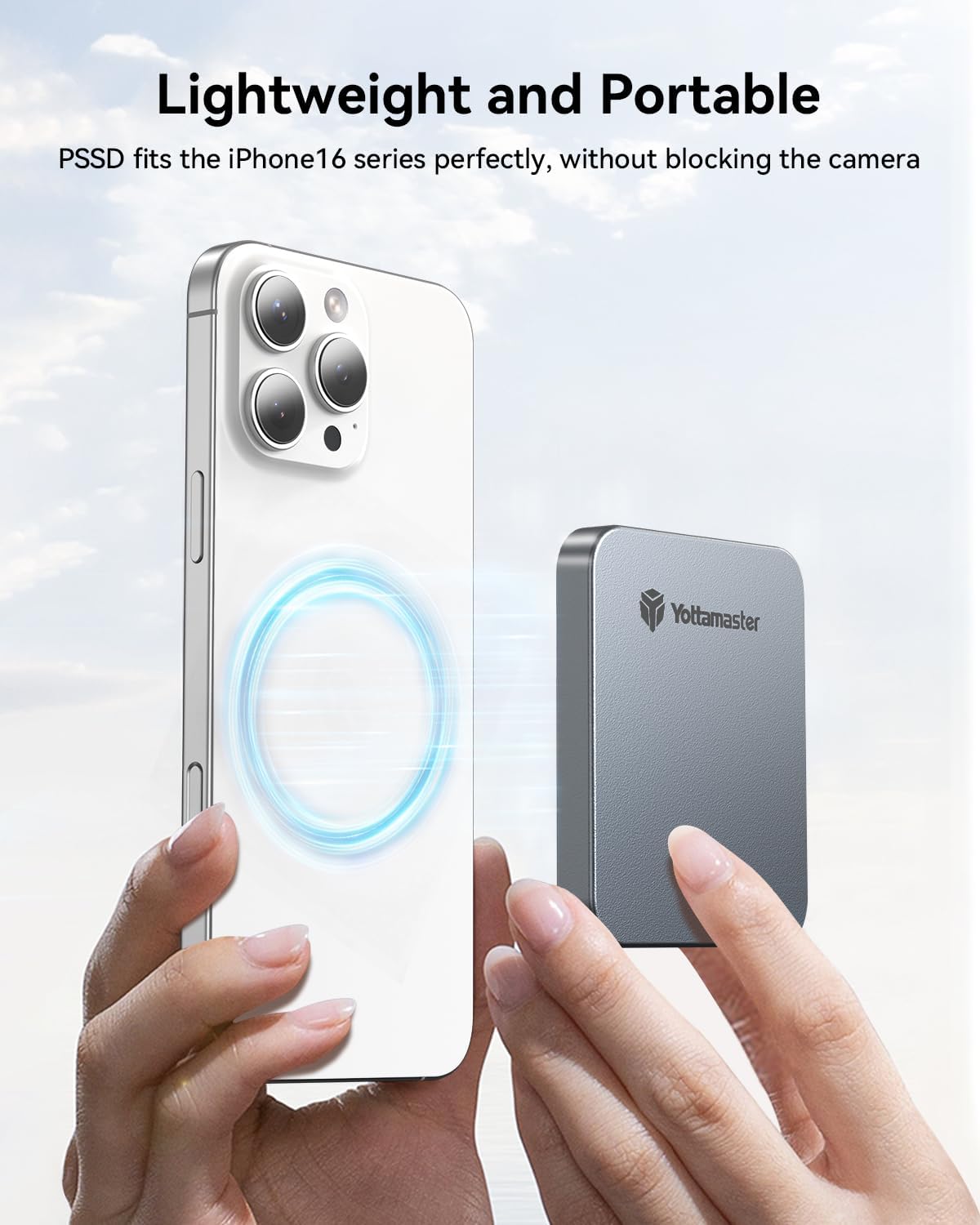 Yottamaster 512GB Magnetic External SSD, Up to 2000MB/s USB 3.2 Gen 2x2 Portable Solid State Drive, Supports 4K ProRes HDR Compatible with iPhone 16/15 Pro Max, Smartphone, Tablet, Laptop