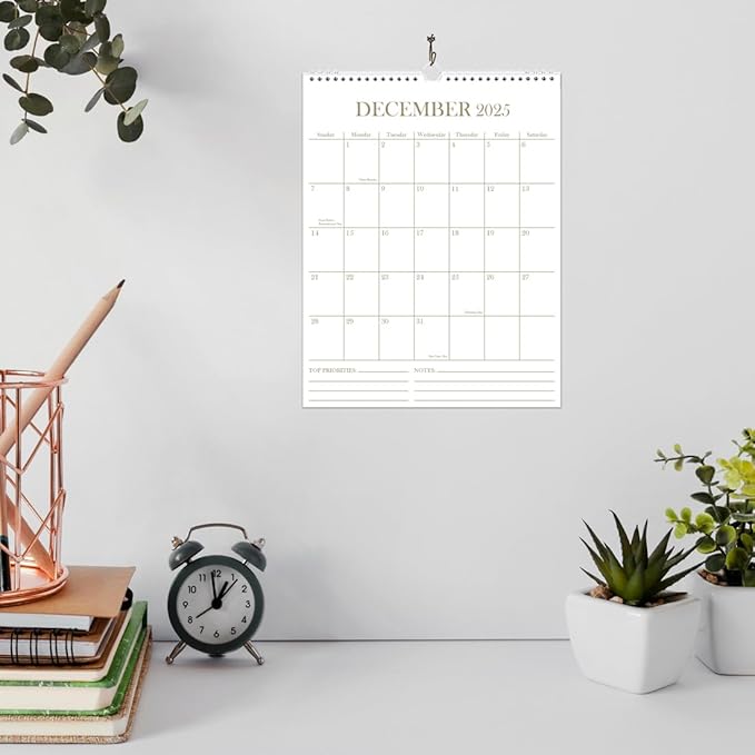 2025 Wall Calendar - 18 Months Calendar from January 2025 - June 2026, Calendar 2025-2026 with Thick Paper, 8.5" x 11", Vertical Calendar, Golden