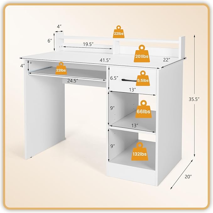 Giantex 2-Tier Office Desk, White