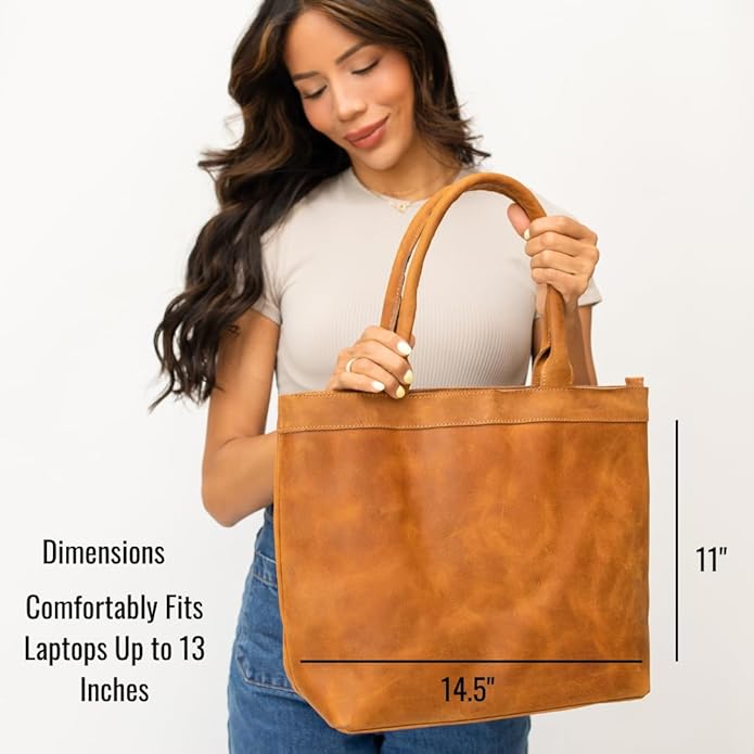 Rosewood Leather Tote Bag for Women - Genuine Leather Laptop Shoulder Bag, Large and Durable Tote, Perfect for Everyday Use