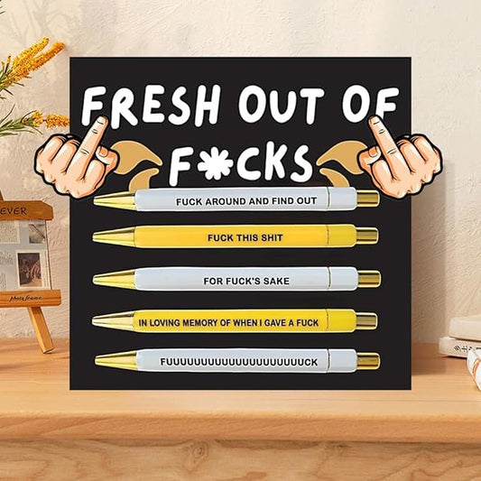 Funny pens,5-Count,Black Ink,Medium Nib 1.0mm,Funny Office Gifts for Coworkers,Personalized Pens Vibrant Funny Quotes Word Daily Pen (BY)