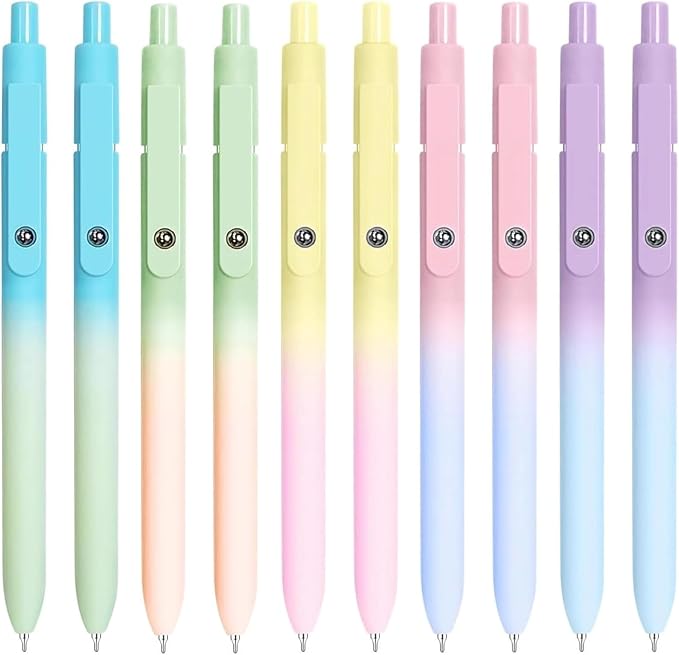 Gel Pens, Easter Basket Stuffers for Kids, Birthday Gifts for Women Teens, Preppy Stuff, Black Ink Pens for Journaling Note Taking, Valentines Gifts for 4-12 Year Old Girl (10 Pcs Gradient)
