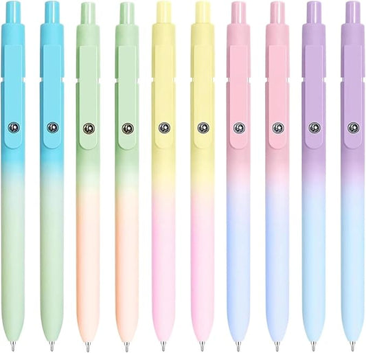 Gel Pens, Easter Basket Stuffers for Kids, Birthday Gifts for Women Teens, Preppy Stuff, Black Ink Pens for Journaling Note Taking, Valentines Gifts for 4-12 Year Old Girl (10 Pcs Gradient)