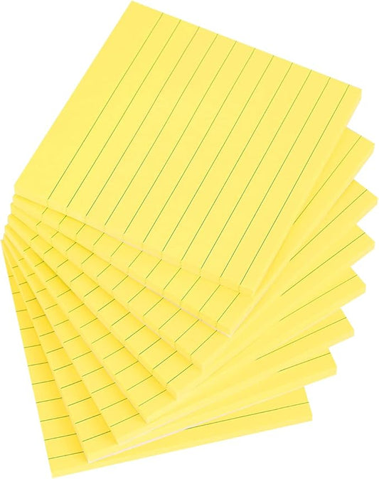 Vanpad Lined Sticky Notes 4x4 Inches, Bright Orange Ruled Self-Stick Pads, Easy to Post for Home, Office, Notebook, 8 Pads/Pack