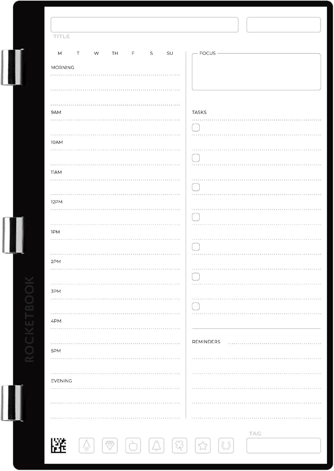 Rocketbook Pro Daily To Do Page Pack | Scannable Pro Pages for To Do Lists and Agendas - Write, Scan, Erase, Reuse | 20 Sheets | Executive Size: 6 in x 8.8 in