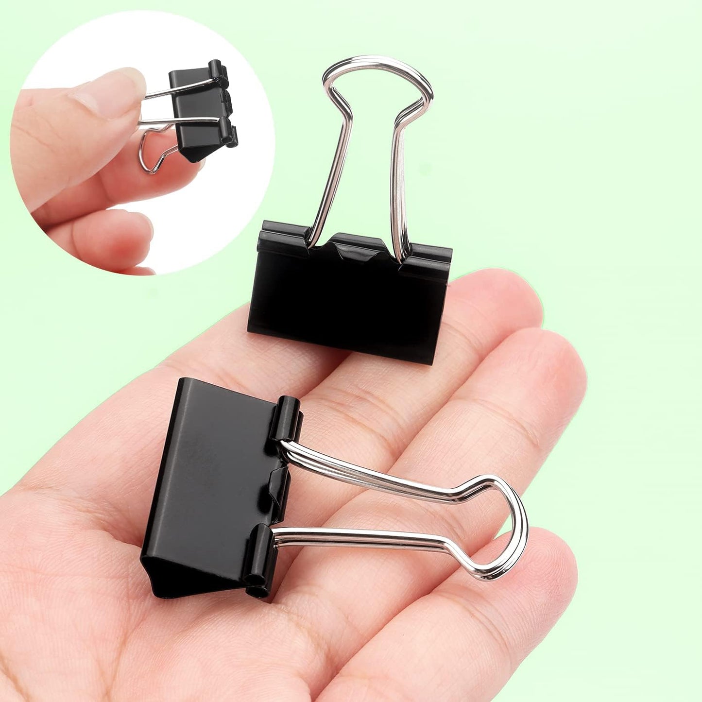 ZZTX Black Binder Clips Paper Clamps Clips Small Size, 1.0 Inches, 36 Pack