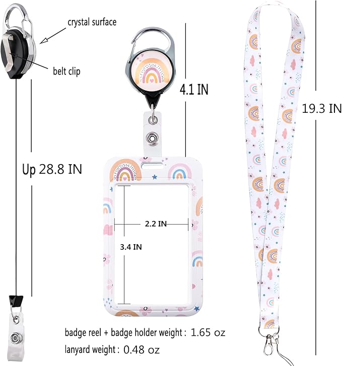 Funny ID Lanyard Badge Holder & Retractable Badge Reel Clip Cool Preppy School Key Lanyard ID Holder for Teachers Students Teens Kids for Keys & ID Badges Cute Keychain Lanyard for Women