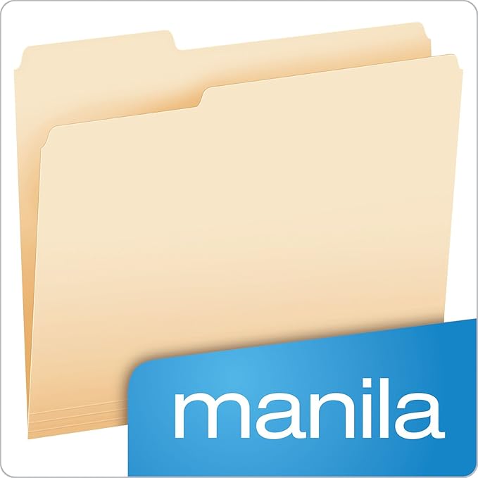 Pendaflex Essentials File Folders, Letter Size, 2/5 Cut, Manila, 100 per Box (752 2/5RE)