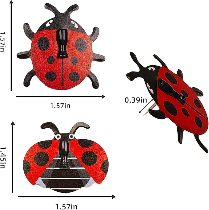 GOUWEIBA 40 Packs Decorative Thumb Tacks - Cute Push Pins Colorful Pushpins for Photo Wall Cork Board Bulletin Board Home Office Decor Cubicle Decorations (Ladybug)