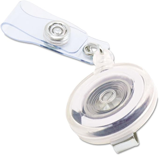 Advantus Translucent Retractable ID Card Reel, 30" Extension, Clear, 12/Pack