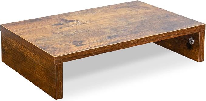 TEAMIX 14.2 inch Monitor Stand Riser, Rustic Brown Wood Monitor Riser with Storage for Desk Small Monitor Stand TV/Screen/PC/Laptop Riser Computer Stand Desktop Shelf (Brown-14.2 inch)