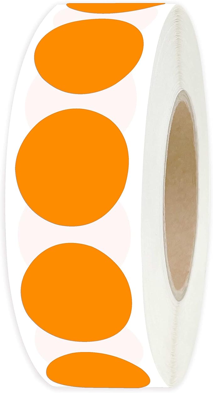 PARLAIM 3/4" Round Color-Coding Circle Dot Labels in Roll, 1000 Stickers, 0.75 inch for Family and Office, Orange