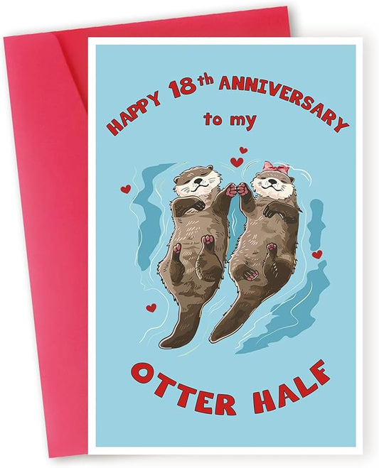 Funny 18th Wedding Anniversary Card for Husband Wife Couple,18 Year Anniversary Card for Dad Mom,Gifts for Girlfriend Boyfriend Anniversary